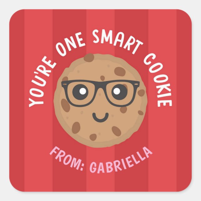 Adesivo Quadrado One Smart Cookie Valentine's Day Sticker (Frente)