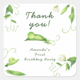 Adesivo Quadrado One Sweet Pea First Birthday