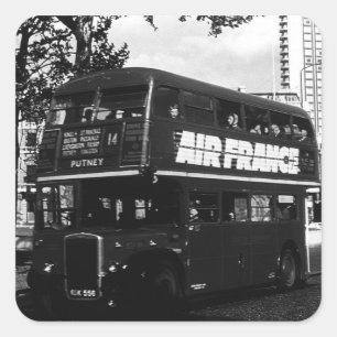 Adesivo Quadrado Ônibus 1970 do autocarro de dois andares de