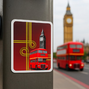 Adesivo Quadrado Ônibus de dois andares de Londres e Big Ben