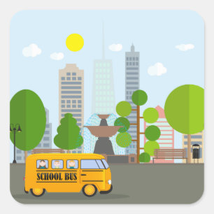 Adesivo Quadrado Ônibus Escolar Na Cidade