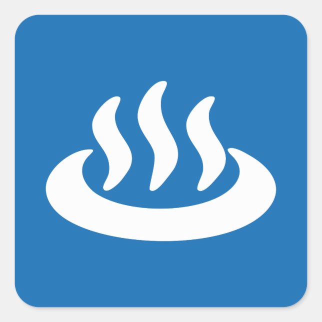 Adesivo Quadrado Onsen ♨ Hot Primavera 温 泉 Sinal Japonês (Frente)