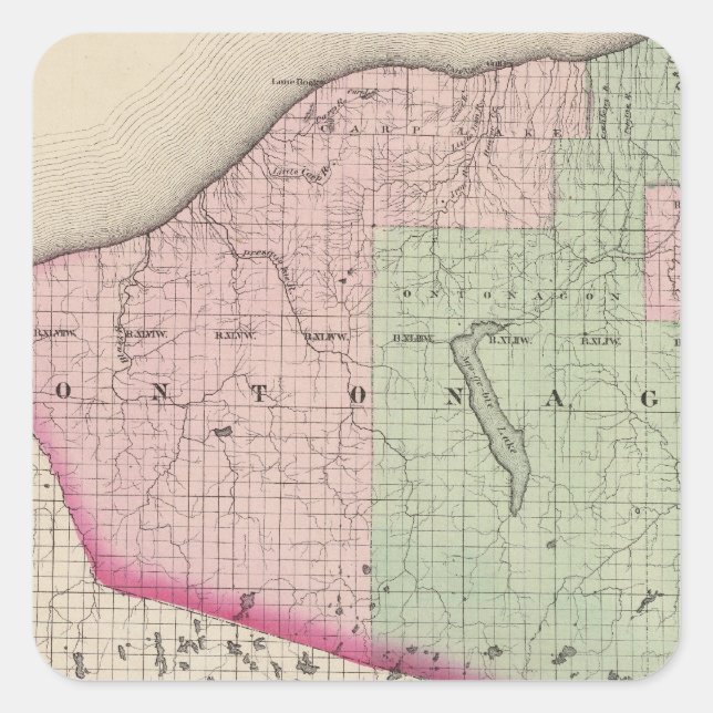 Adesivo Quadrado Ontonagon County Michigan (Frente)