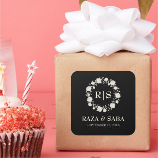 Adesivo Quadrado Onyx Grace Preto e Marfim Casamento