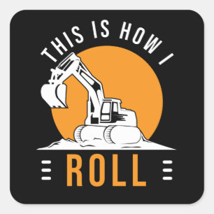 Adesivo Quadrado Operador Escavador do Local de Construção do Esc