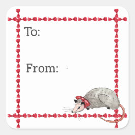 Adesivo Quadrado Opossum Holiday Sticker