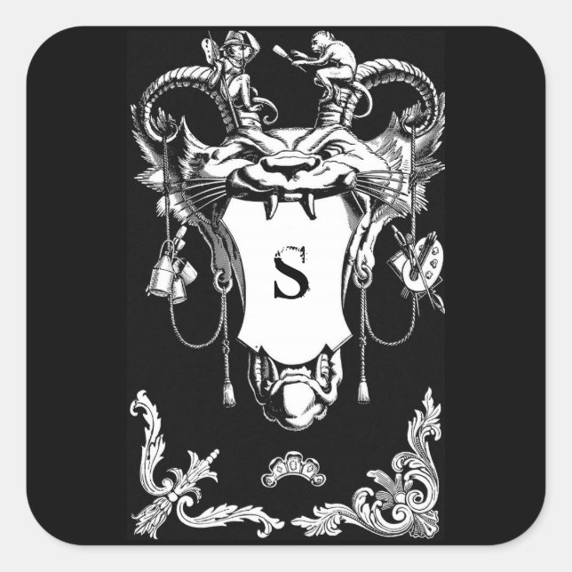 Adesivo Quadrado Oração arquitetônica antiga de monstro gótico (Frente)