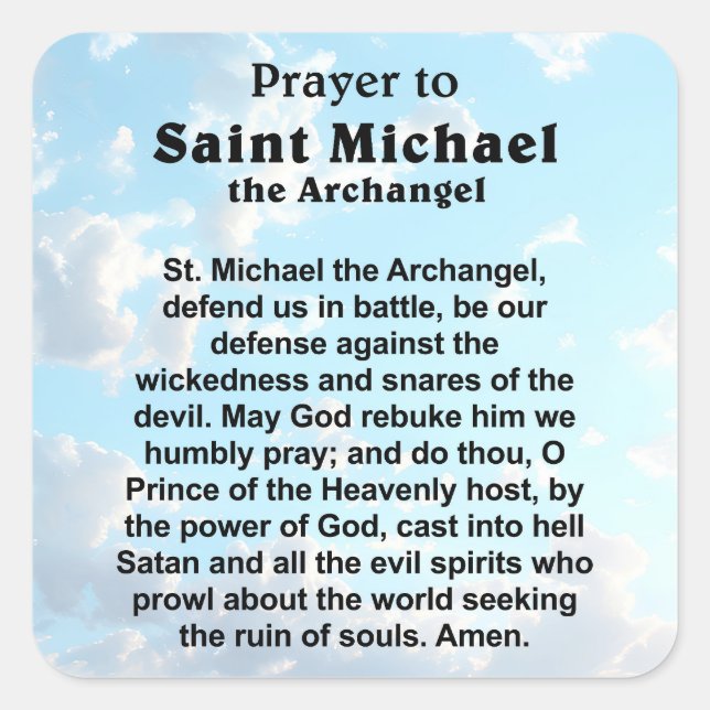 Adesivo Quadrado Oração Católica para Proteção e Coragem (Frente)