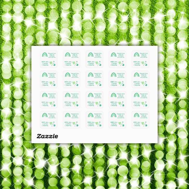 Adesivo Quadrado Oração Cristã para Crianças Verde | (Criador carregado)