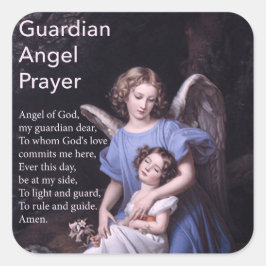 Adesivo Quadrado Oração de Anjo Guardião com Vinheta
