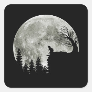 Adesivo Quadrado oração do rato na lua de halloween