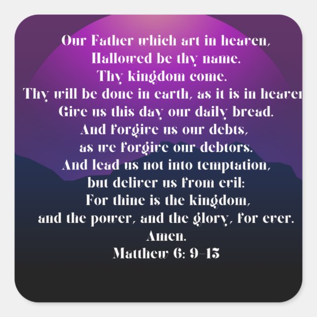Adesivo Quadrado Oração do Senhor (Frente)