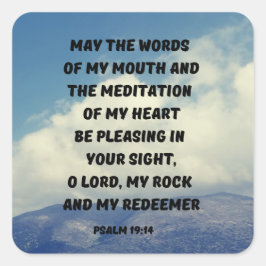 Adesivo Quadrado Oração Para Compreender O Salmo 19:14 Verso Da Bíb