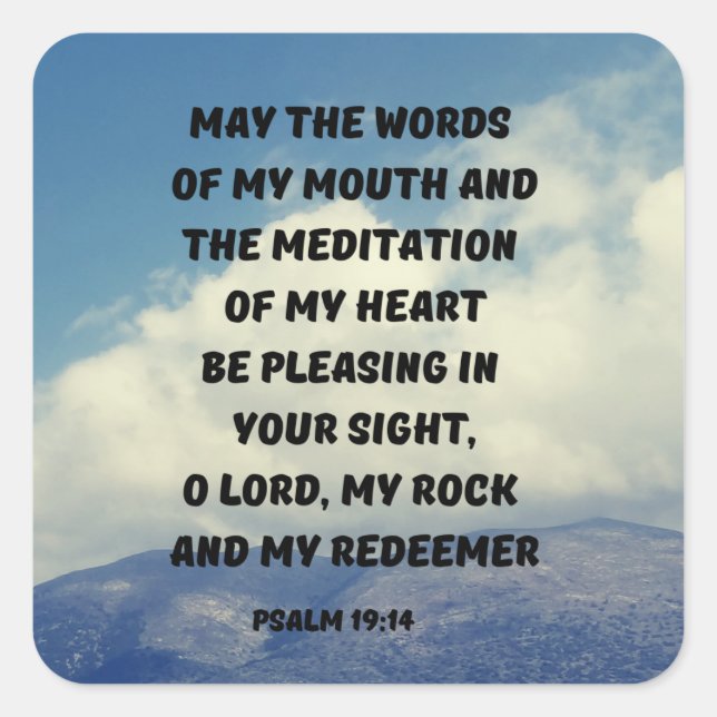 Adesivo Quadrado Oração Para Compreender O Salmo 19:14 Verso Da Bíb (Frente)