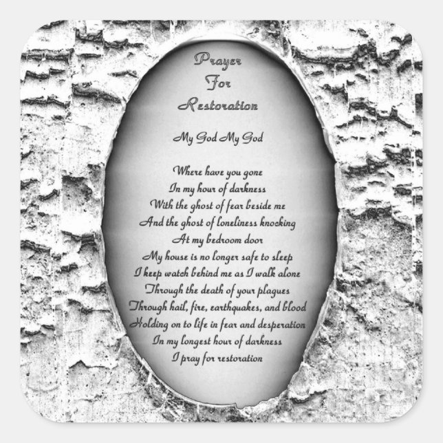 Adesivo Quadrado Oração Para Restauração (Frente)