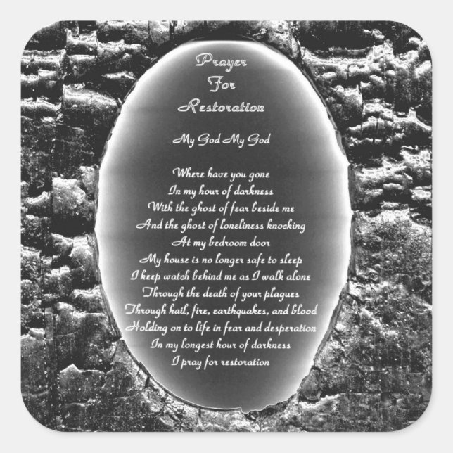 Adesivo Quadrado Oração Para Restauração (Frente)