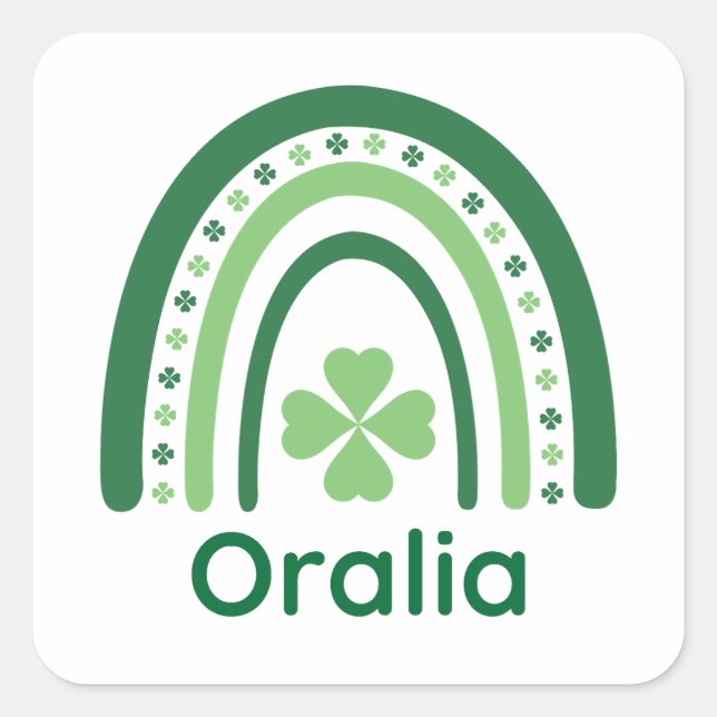 Adesivo Quadrado Oralia Nome Clover Boho Rainbow (Frente)