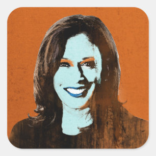 Adesivo Quadrado Orange and Blue Kamala Harris Pop de Art