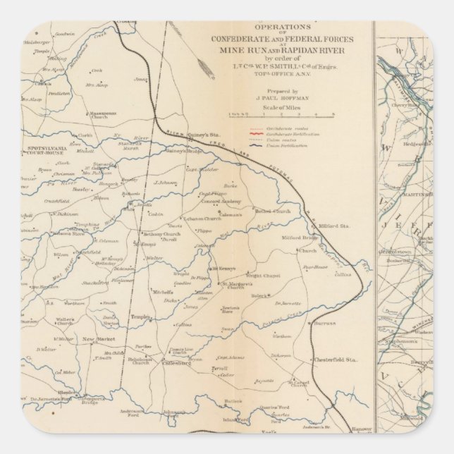 Adesivo Quadrado Orange Co, Va, Mine Run, Rapidan River (Frente)