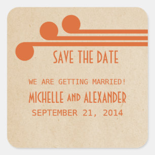 Adesivo Quadrado Orange Deco Chic Save the Date Stickers