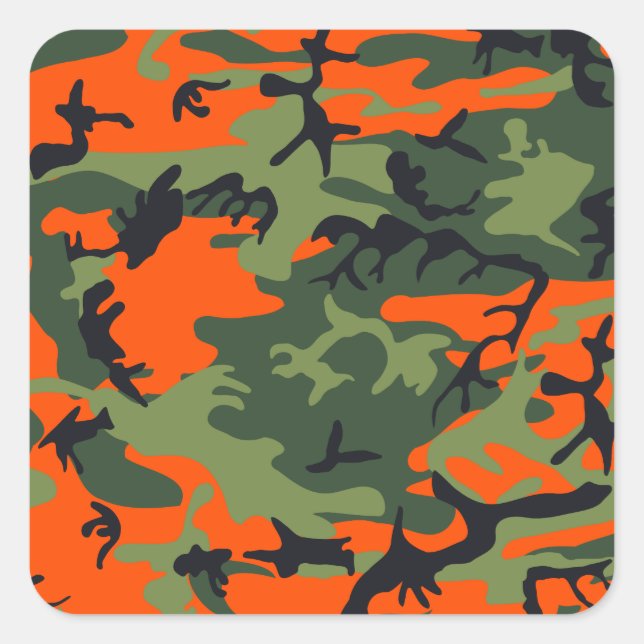 Adesivo Quadrado Orange Hunter Camo (Frente)