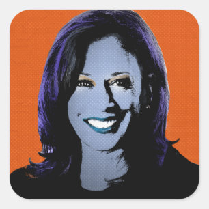 Adesivo Quadrado Orange Kamala Harris Pop