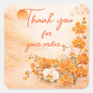 Adesivo Quadrado Orange orchid Thank You For your order