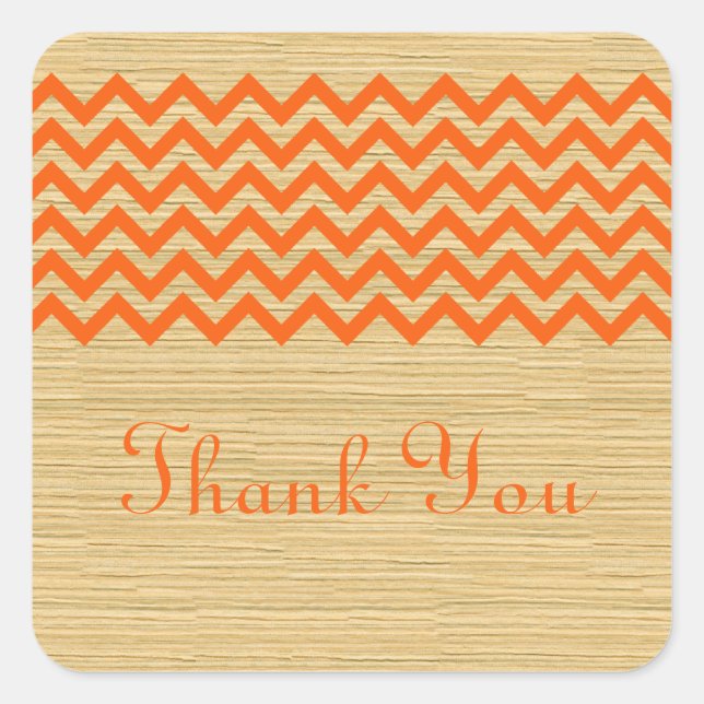 Adesivo Quadrado Orange Rustic Chevron Obrigado Stickers (Frente)