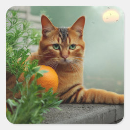 Adesivo Quadrado Orange Tabby Cat