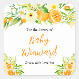 Adesivo Quadrado Oranges Citrus Baby Shower Bookplate
