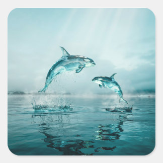 ADESIVO QUADRADO ORCA CRISTAL MÃE COM FILHOTE