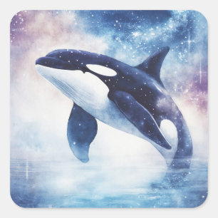 Adesivo Quadrado Orca Estelar Deslizando no Céu Noturno