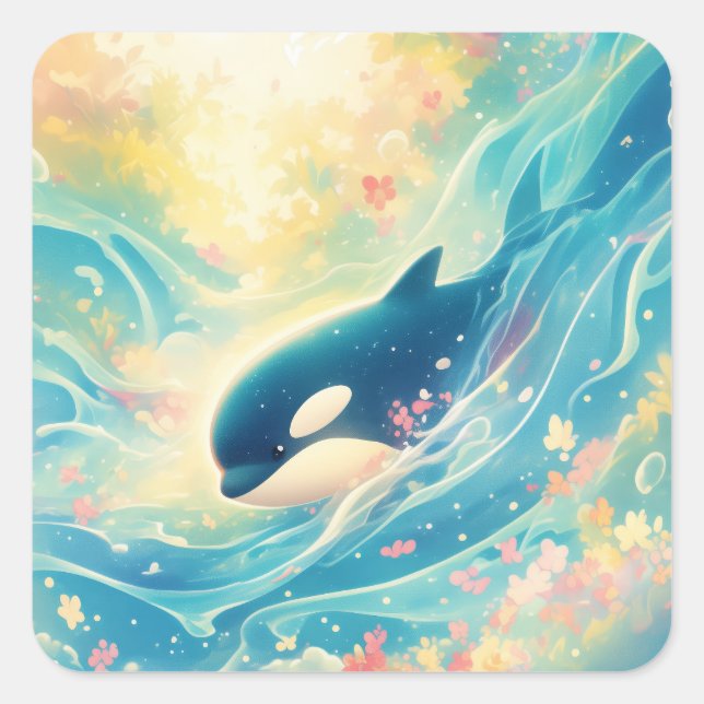 Adesivo Quadrado Orca Guardiã das Profundezas (Frente)