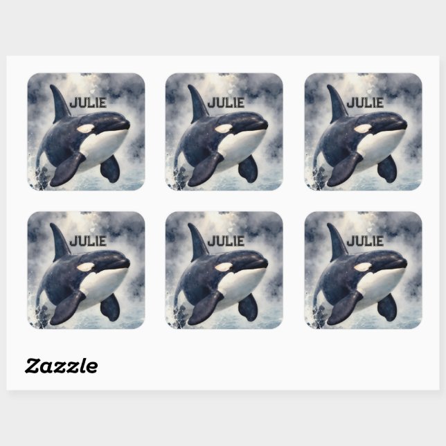 Adesivo Quadrado Orca Ondas tempestuosas, Personalizado (Folha)
