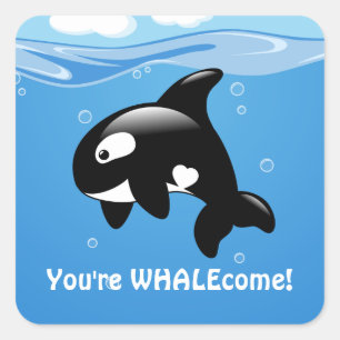 Adesivo Quadrado Orca pequena bonito WHALEcome