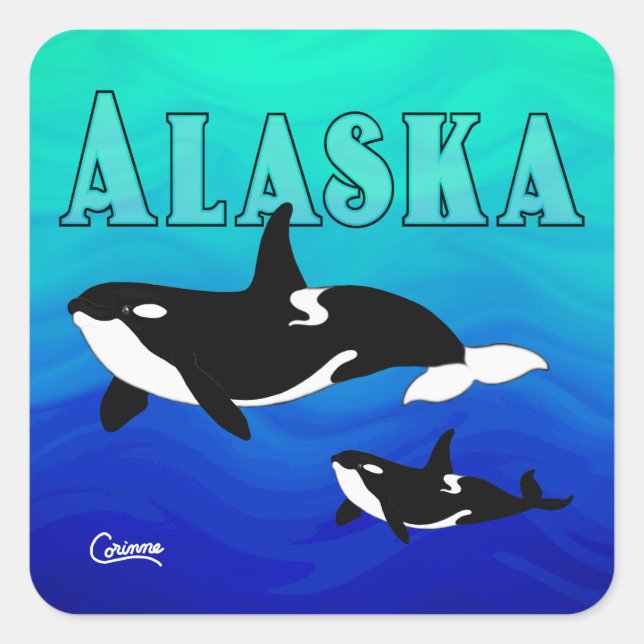 Adesivo Quadrado Orcas Alaska - Envelope Stickers (Frente)
