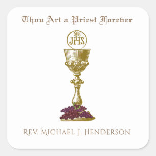 Adesivo Quadrado Ordenação de Aniversário do Padre Católico