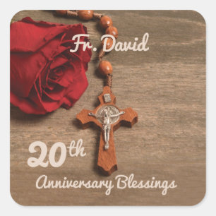 Adesivo Quadrado Ordenação por 20 do Padre Rosa e Rosary