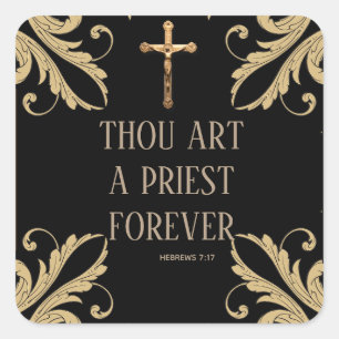 Adesivo Quadrado Ordenação Você É Um Padre De Crucifixo Dourado De 