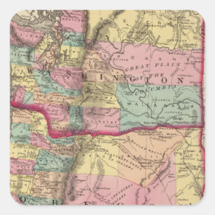 Adesivo Quadrado Oregon e Território de Washington