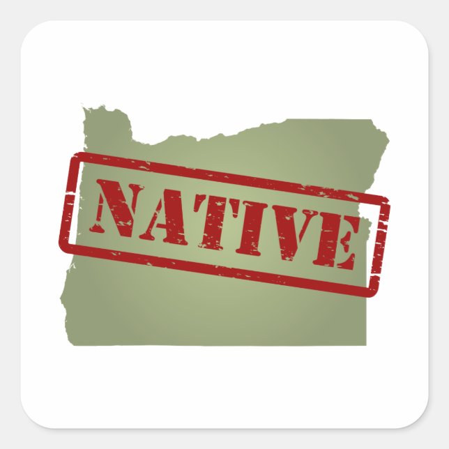 Adesivo Quadrado Oregon Native com mapa do Oregon (Frente)