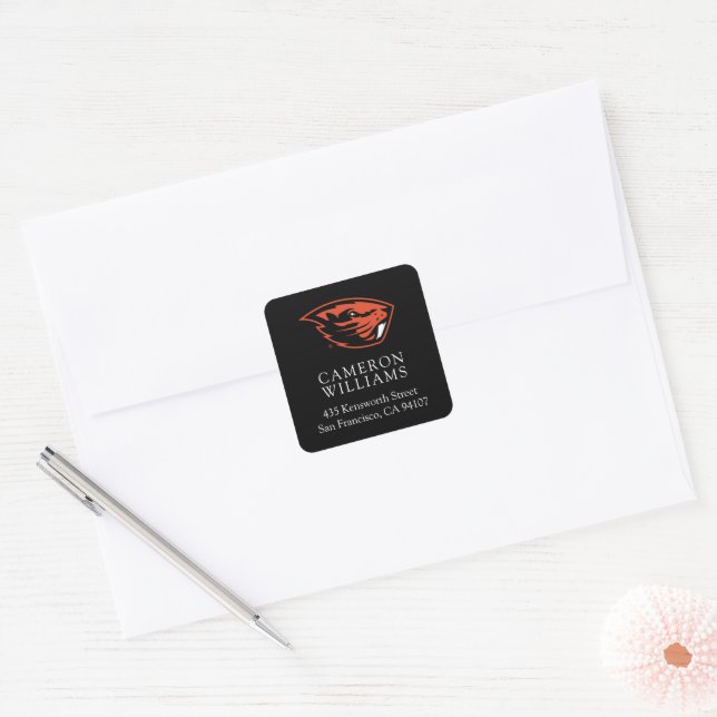 Adesivo Quadrado Oregon State Beavers | Cabeça de castor (Envelope)