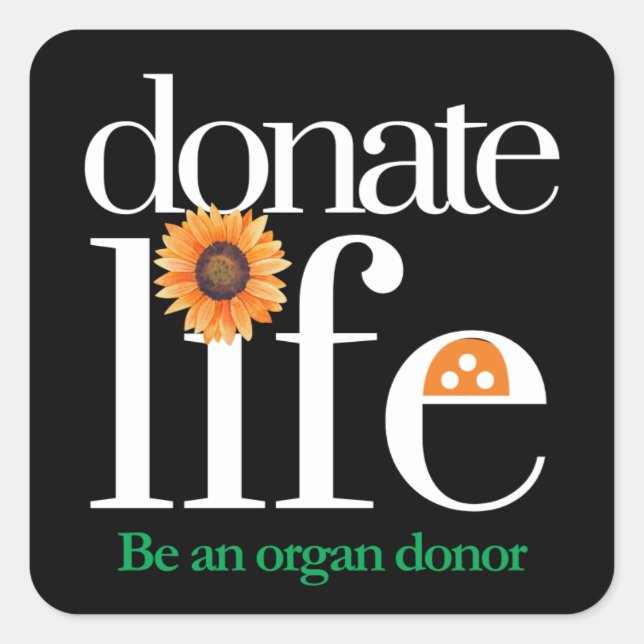 Adesivo Quadrado Organ Donor Donate Life Stickers (Frente)