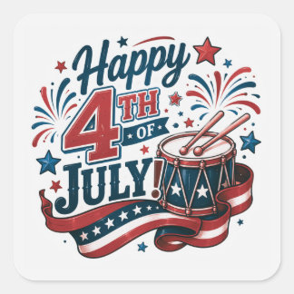 Adesivo Quadrado Orgulho Americano 4 de Julho