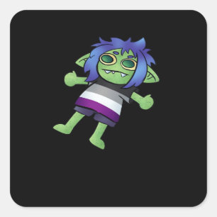 Adesivo Quadrado Orgulho Assexual Goblincore Goblin Clássico