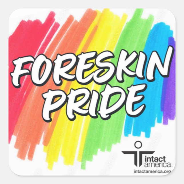 Adesivo Quadrado Orgulho da Foreskin — Sticker — Arco-íris (Frente)