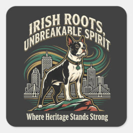 Adesivo Quadrado Orgulho da Herança Irlandesa do Boston Terrier