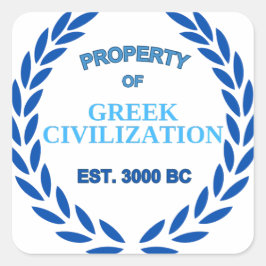 Adesivo Quadrado Orgulho de ser grego - Propriedade da Civilização