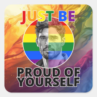 Adesivo Quadrado Orgulho de si mesmo - Homem Hispânico Orgulho gay