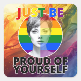 Adesivo Quadrado Orgulho de si mesmo - Retrato Orgulho gay feminino